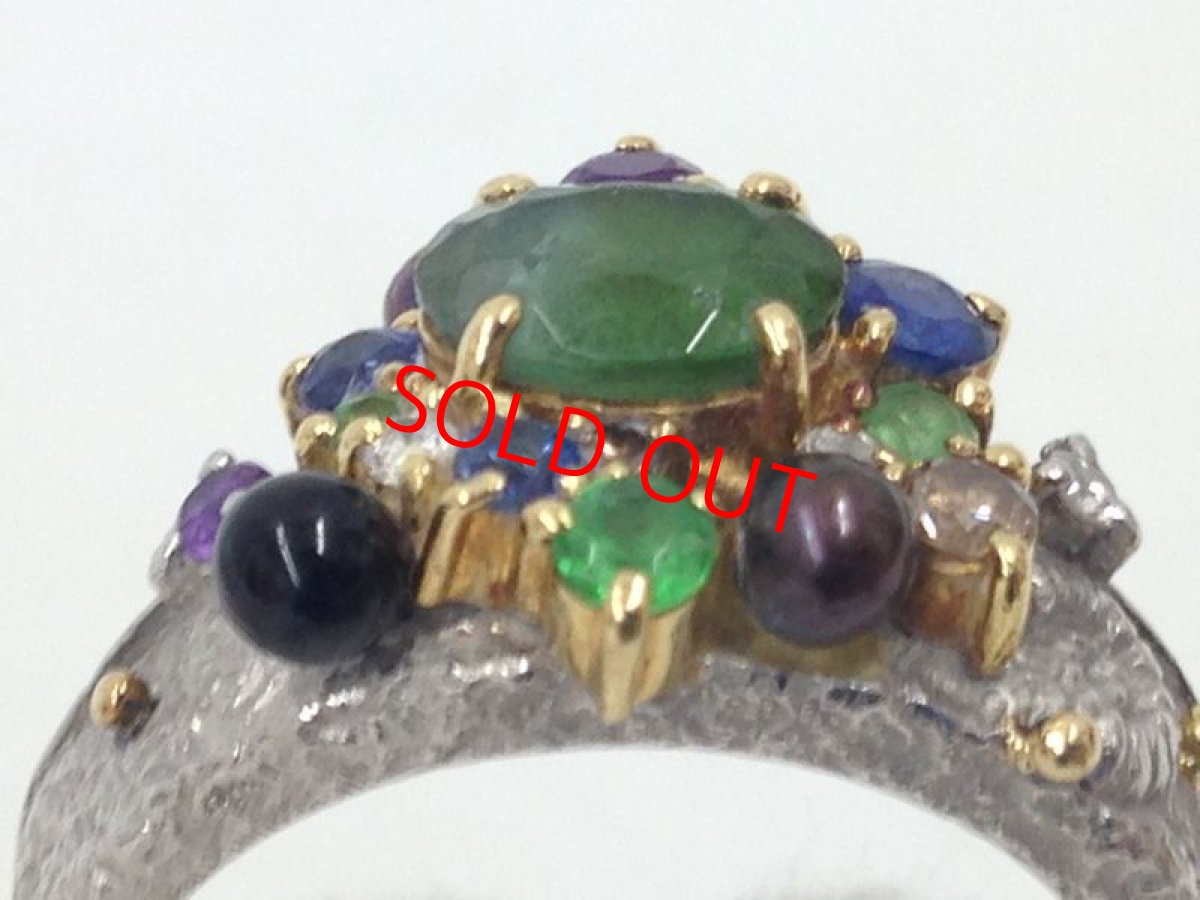 Photo9: Sachi Fukuhara K18 (9.2 g)Yellow Gold Pt900 D0.13ct Ring US Size6.5 3I060170K (9)