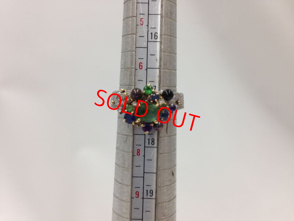 Photo2: Sachi Fukuhara K18 (9.2 g)Yellow Gold Pt900 D0.13ct Ring US Size6.5 3I060170K (2)