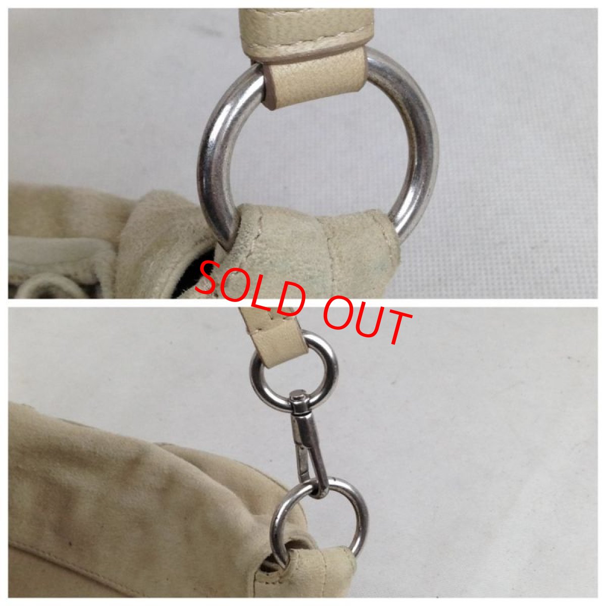 Photo8: Auth YVES SAINT LAURENT Nadja Beige Shoulder Bag suede 5D132490# (8)