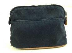 Photo2: Auth HERMES Bolide Pouch Navy 100% Cotton Leather 5E270010 (2)