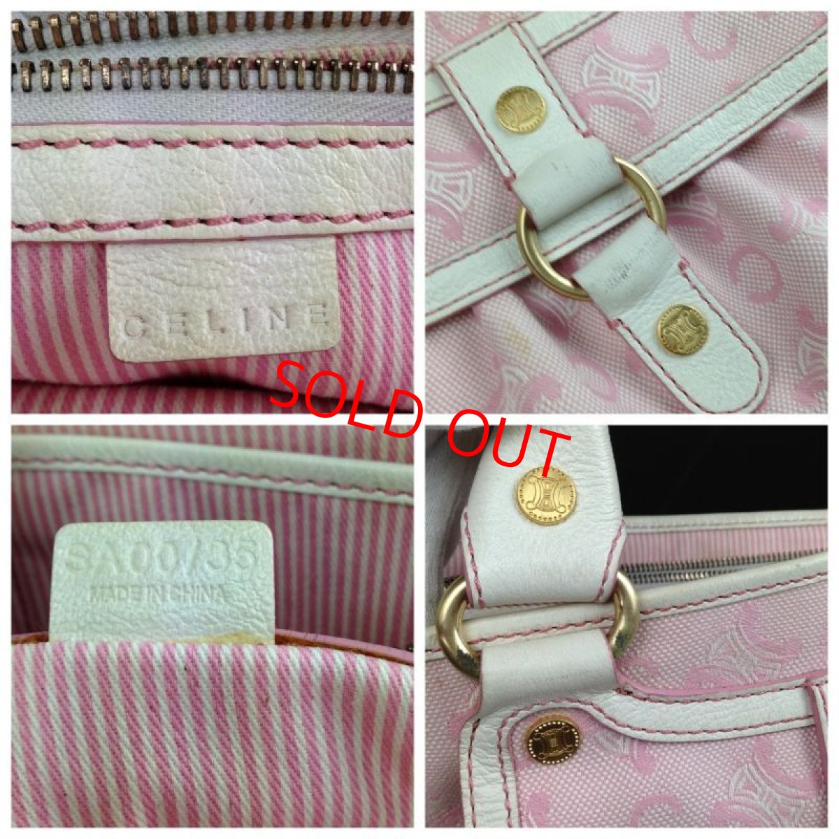 Photo8: Auth CELINE HAND BAG Pink Canvas Vintage 5F170392 (8)