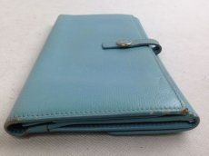 Photo5: Auth Chanel Coco Button Bifold Long Wallet Light Blue Leather 5F170942# (5)