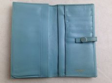 Photo8: Auth Chanel Coco Button Bifold Long Wallet Light Blue Leather 5F170942# (8)