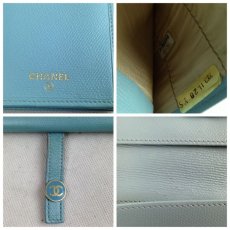 Photo9: Auth Chanel Coco Button Bifold Long Wallet Light Blue Leather 5F170942# (9)