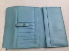 Photo4: Auth Chanel Coco Button Bifold Long Wallet Light Blue Leather 5F170942# (4)