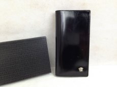 Photo1: GIANNI VERSACE Medusa logo Patent Leather BLACK Bifold Long Wallet 5F303042# (1)