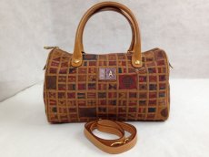 Photo1: Auth Alviero Martini Prima Classe FLAG PATTERN Brown Hand Bag 2-Way 5G139710# (1)