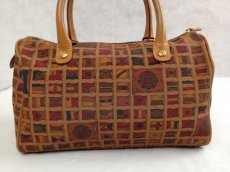 Photo2: Auth Alviero Martini Prima Classe FLAG PATTERN Brown Hand Bag 2-Way 5G139710# (2)