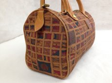 Photo3: Auth Alviero Martini Prima Classe FLAG PATTERN Brown Hand Bag 2-Way 5G139710# (3)