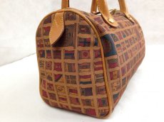 Photo4: Auth Alviero Martini Prima Classe FLAG PATTERN Brown Hand Bag 2-Way 5G139710# (4)