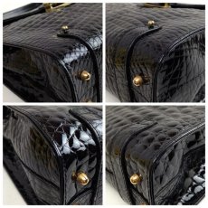 Photo8: Jollibors Women Patent Leather Crocodile Shoulder bags Black 5G21S490# (8)