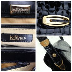 Photo12: Jollibors Women Patent Leather Crocodile Shoulder bags Black 5G21S490# (12)