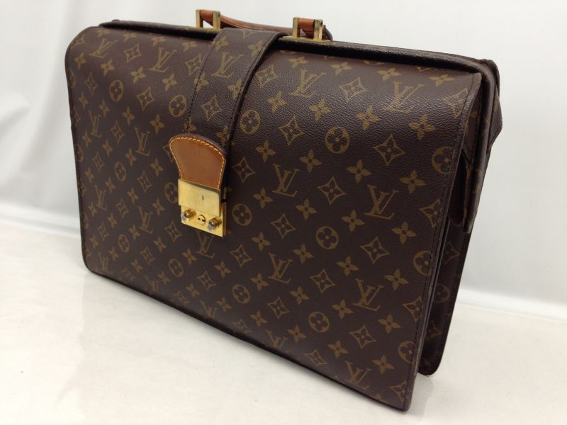 Auth Louis Vuitton Monogram PVC Leather Briefcase Vintage 6E030060#