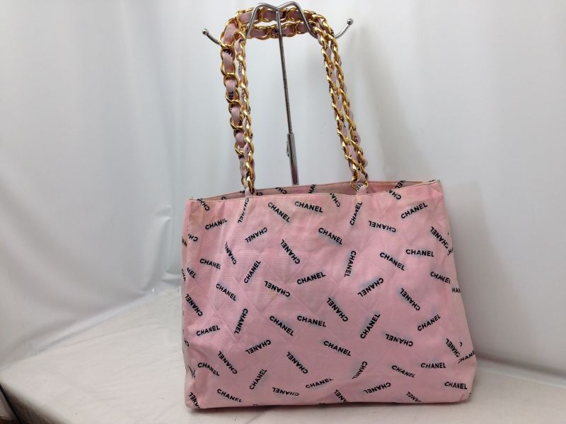 Authentic Chanel Tote Bag Canvas Pink 6D260560 - Tokyo Vintage Store