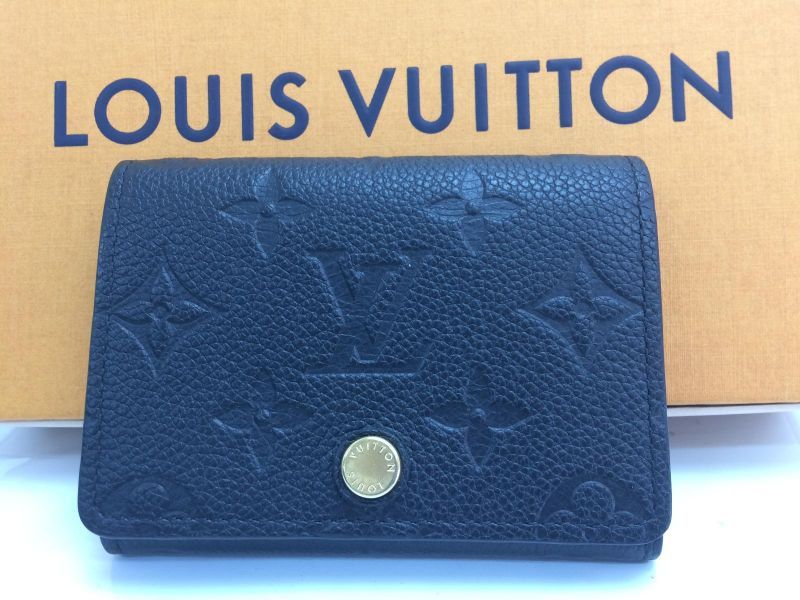 Pre-owned Louis Vuitton Enveloppe Carte De Visite Black Leather