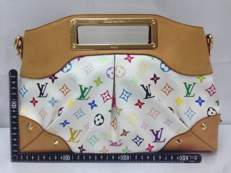 Louis Vuitton Monogram Multicolor Judy mm Hand Bag 2Way Black M40256 Auth Hs489