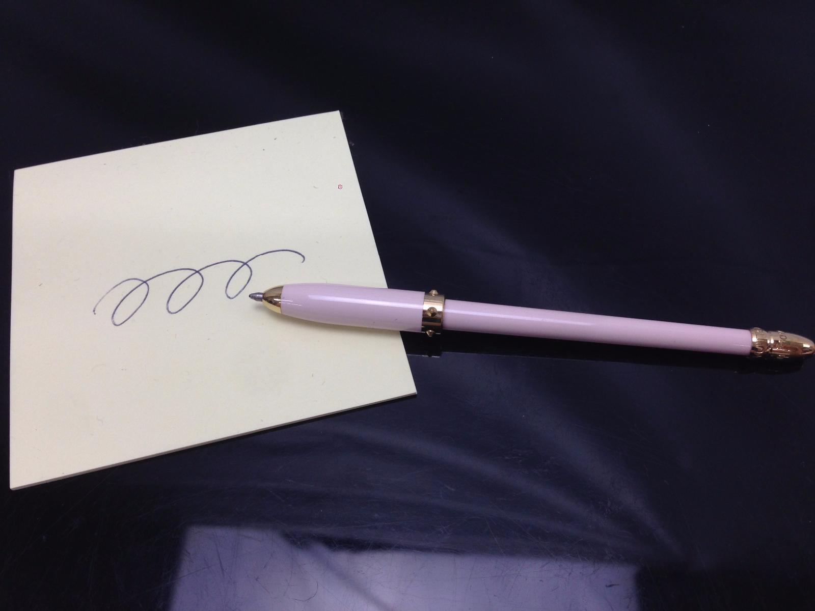 LOUIS VUITTON Logo Ballpoint Pen Metal Gold Pink Ink Black 01MX300