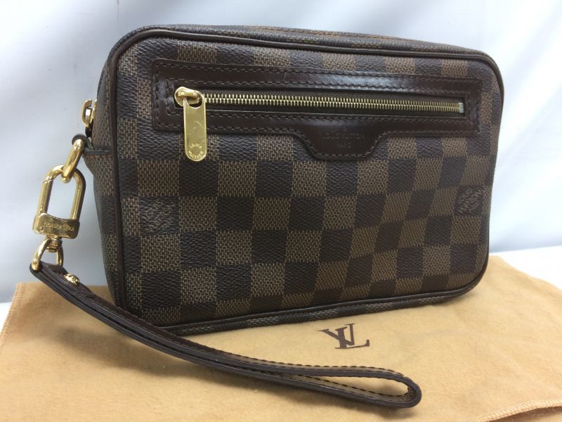 Brown Louis Vuitton Damier Ebene Pochette Billets Macao Pouch