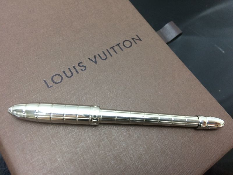 Authentic LOUIS VUITTON Agenda Ballpoint Silver Plate Pen Accessories Used  Good