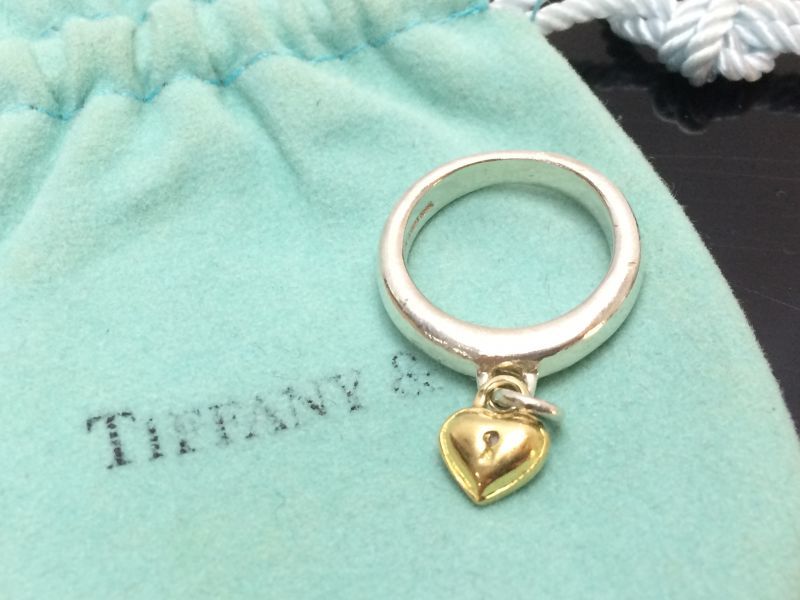 Auth TIFFANY & Co. 925 Silver 750 Gold Heart motif Ring US size 5.25 8H220940n