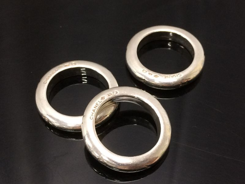 Photo1: Auth CHANEL 925 Silver Ring US size 6.5 3set 8i120140m (1)