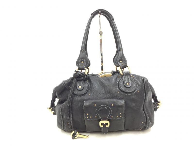 Auth Chloe Paddington Leather Hand bag Black Vintage 0C220050n