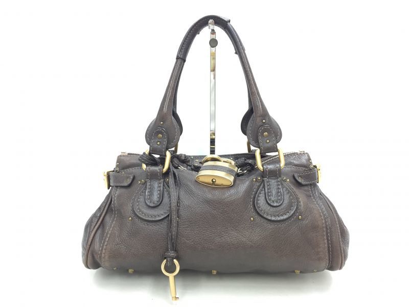 Auth Chloe Paddington Leather Hand bag Dark Brawn Vintage 0C220020n