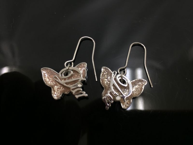 Auth Dior Silver tone Dior Butterfly motif Piercing Earrings 1A260220n