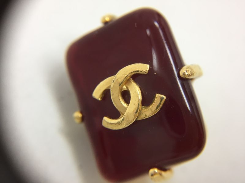 Auth CHANEL Vintage CC logo Red color Plastic Stone clip-on Earrings  1B030010n - Tokyo Vintage Store