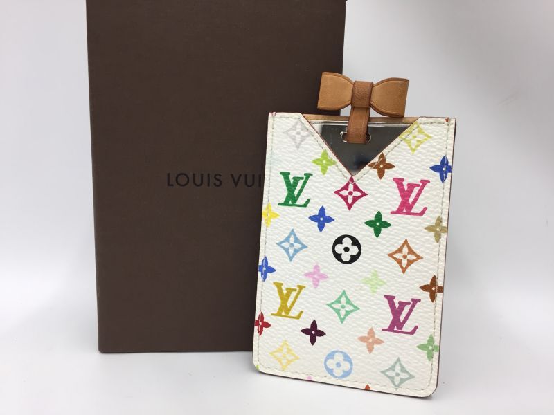 Auth Louis Vuitton Monogram Etui Compact Mirror Multi-Color White