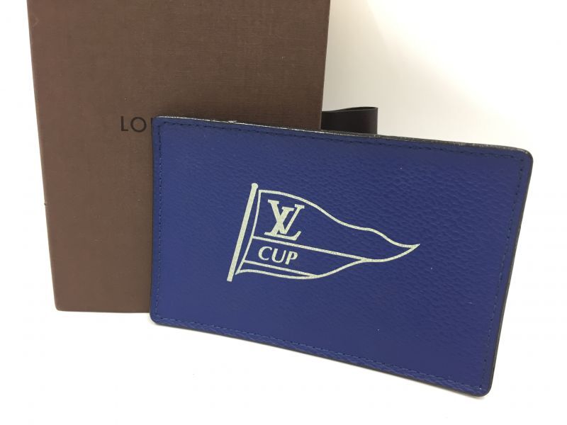Auth Louis Vuitton Tiga Blue LV Cup Limited Name & Credit Card Case 1C240160n